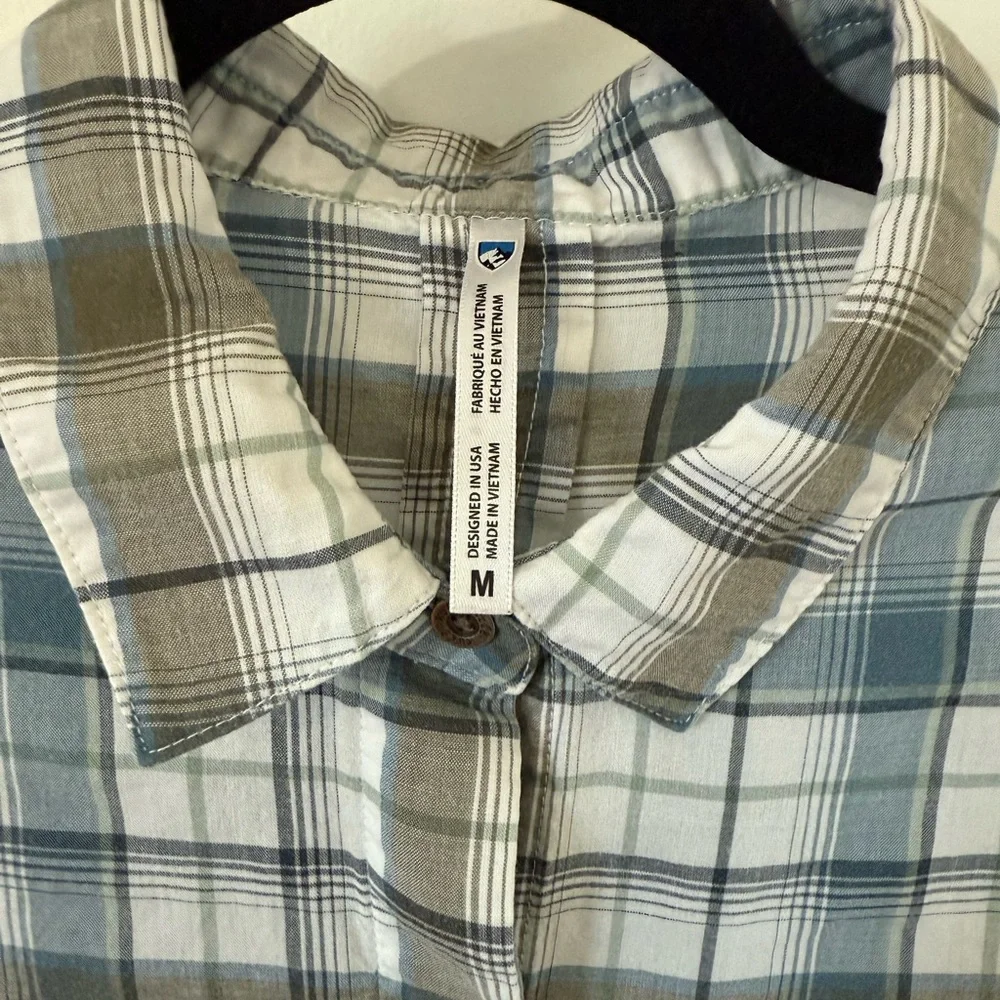 Kuhl Hadley Women’s Plaid Button Down, Blue White, Size Medium - Picture 4 of 15